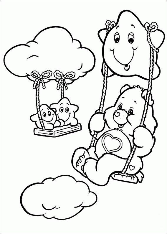Bisounours Calinours en train de câliner un nuage