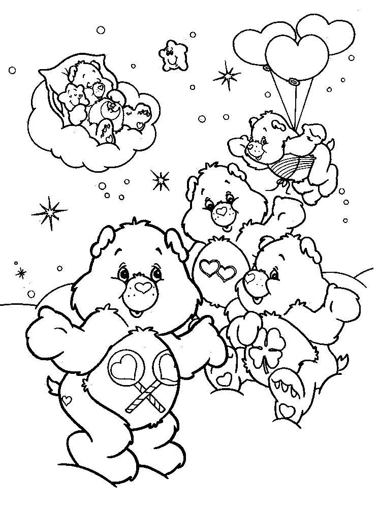 Bisounours Calinours en pleine activité joyeuse dans son univers coloré