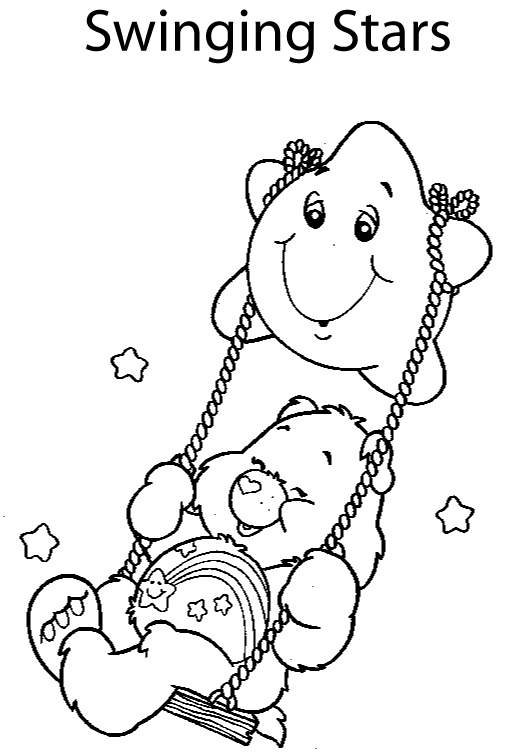 Bisounours Calinours entouré de nuages et d'étoiles