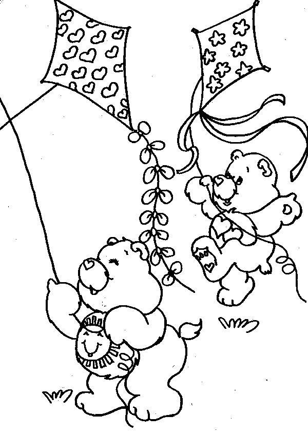 Un bisounours câlinours entouré de nuages doux et de motifs ludiques
