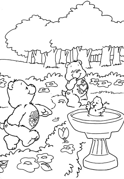 Un bisounours câlinours entouré de nuages doux