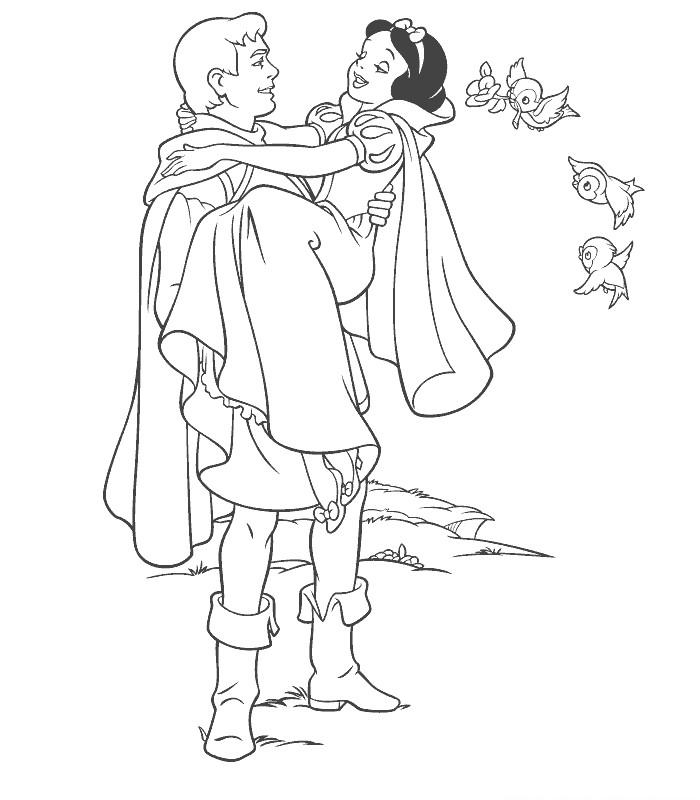 Blanche-Neige et les Sept Nains au milieu de la forêt