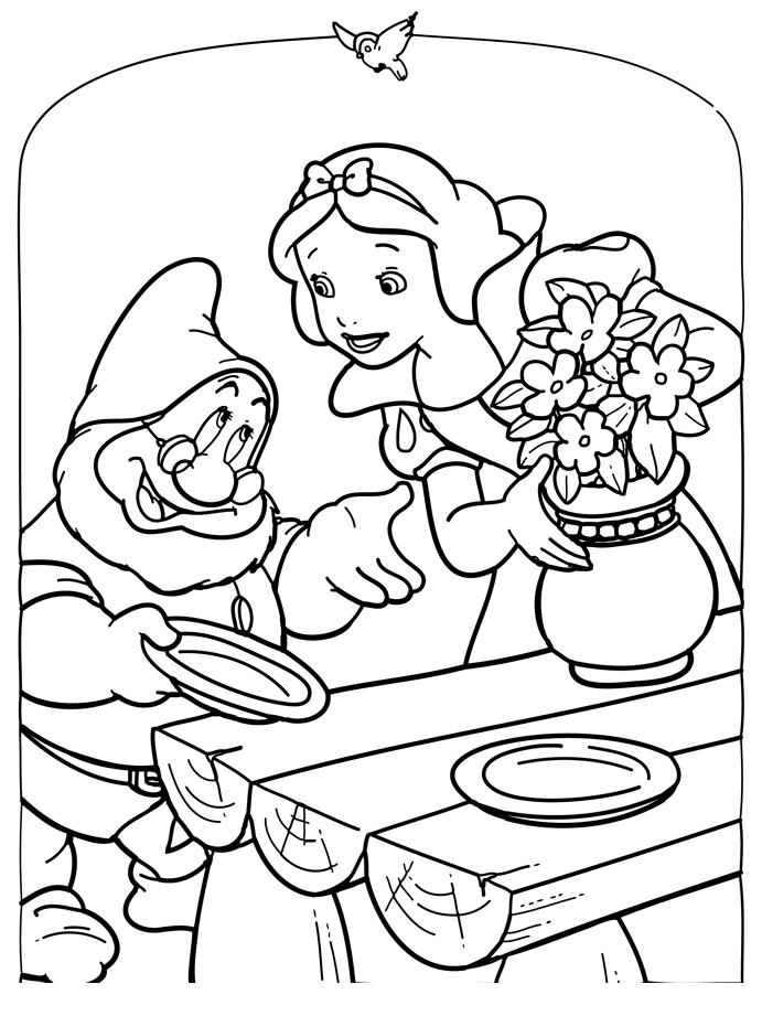 Blanche-Neige et les Sept Nains dans la forêt enchantée