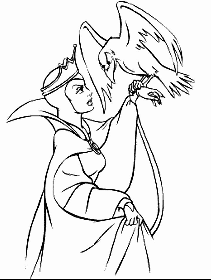 Coloriage de Blanche-Neige et des Sept Nains dans la forêt