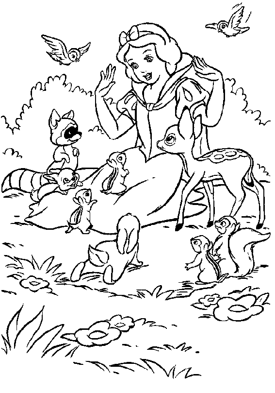 Blanche-Neige et les sept nains dans la forêt enchantée