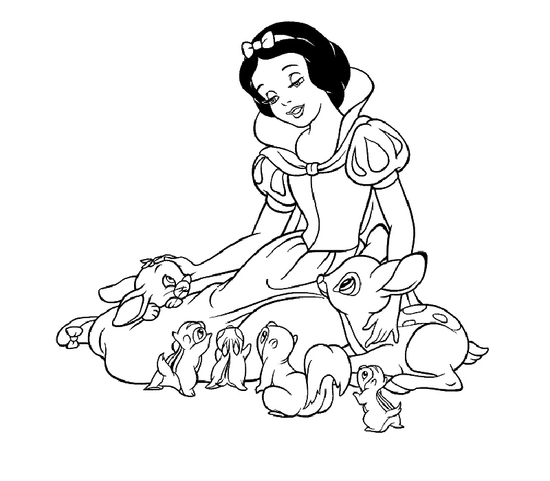 Blanche-Neige et les sept nains dans la forêt enchantée
