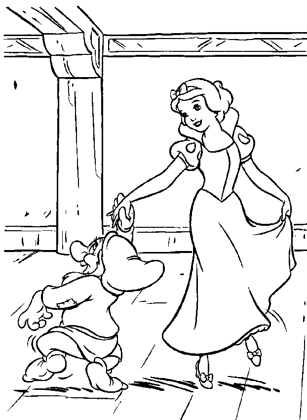 Blanche-Neige et les Sept Nains dans la forêt