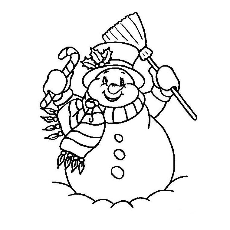Bonhomme de neige souriant avec accessoires de fête dans un paysage hivernal
