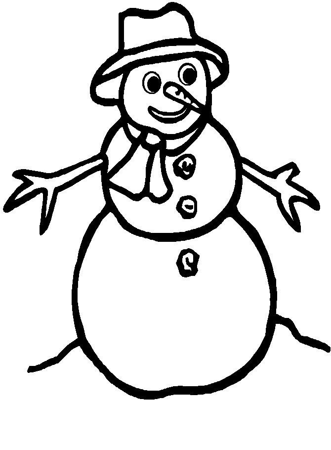 Bonhomme de neige souriant dans un paysage hivernal