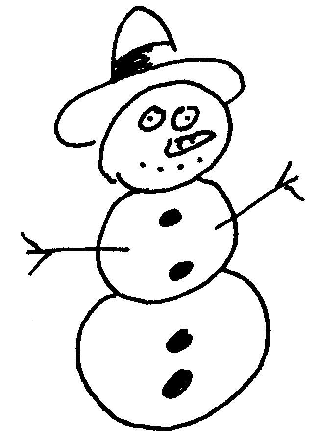 Bonhomme de neige souriant dans un paysage hivernal