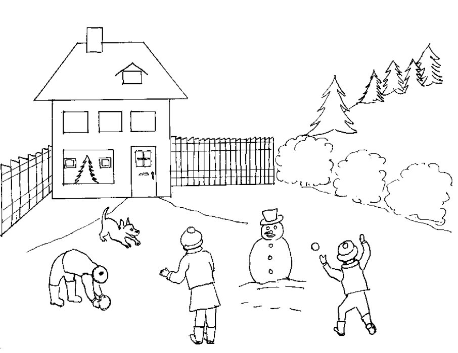 Bonhomme de neige souriant dans un paysage hivernal