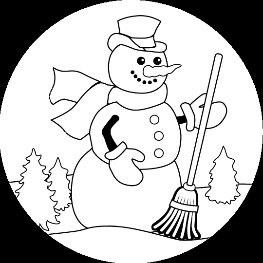 Bonhomme de neige heureux dans un paysage hivernal