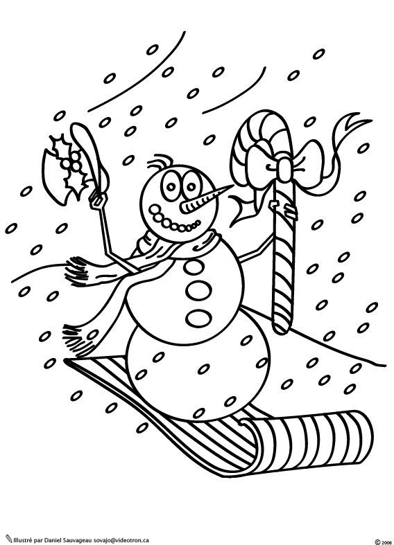 Bonhomme de neige souriant dans un paysage hivernal