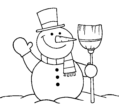 Un bonhomme de neige joyeux avec un décor hivernal