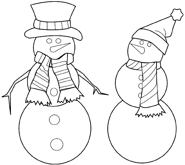 Bonhomme de neige souriant avec accessoires dans un paysage hivernal