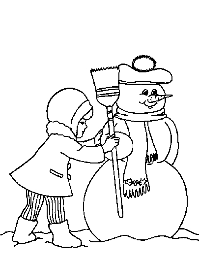 Bonhomme de neige souriant dans un paysage hivernal
