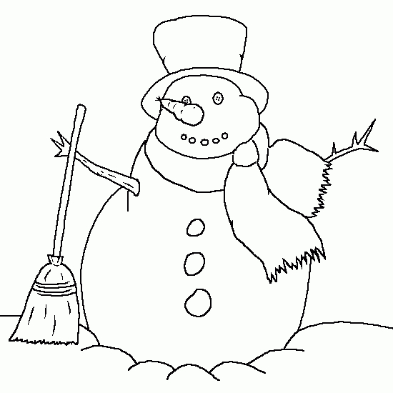 Bonhomme de neige souriant avec un chapeau et une écharpe dans un décor hivernal