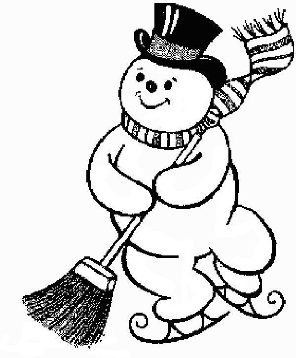 Bonhomme de neige souriant avec accessoires et décor hivernal