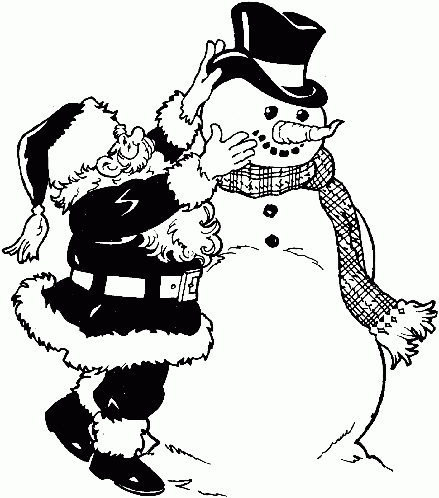 Bonhomme de neige souriant dans un paysage hivernal