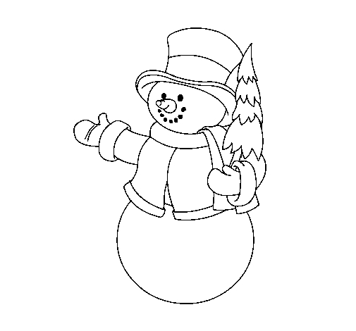 Un bonhomme de neige joyeux dans un paysage hivernal