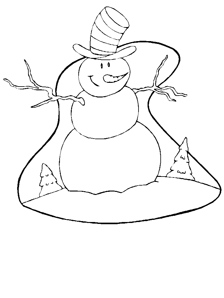 Un bonhomme de neige souriant dans un paysage hivernal