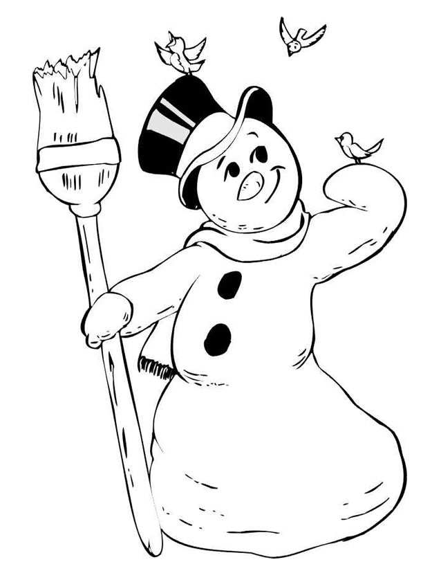 Bonhomme de neige souriant sous un ciel d'hiver