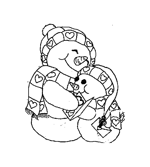 Un bonhomme de neige souriant entouré de flocons de neige