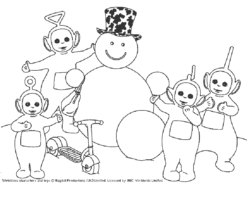 Bonhomme de neige souriant entouré d'éléments hivernaux