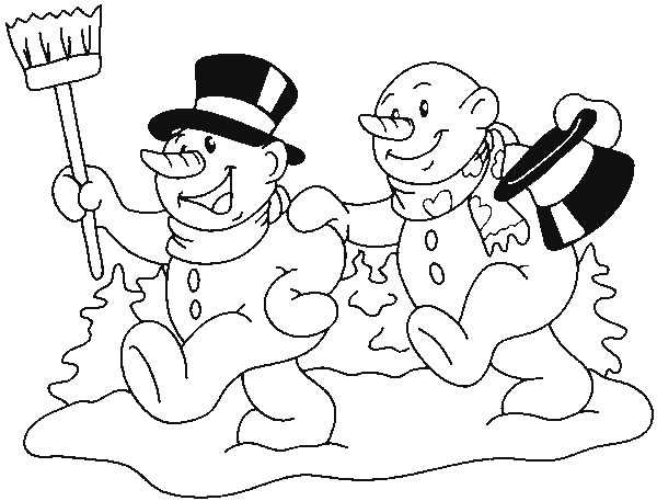 Bonhomme de neige souriant dans un paysage hivernal