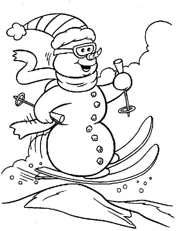 Bonhomme de neige souriant dans un paysage hivernal