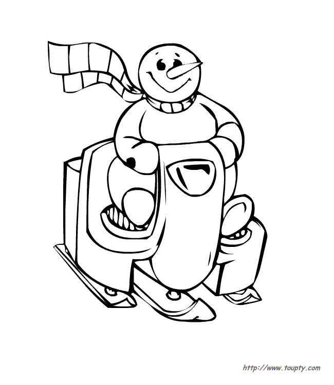 Bonhomme de neige souriant dans un paysage hivernal