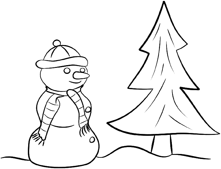 Un bonhomme de neige joyeux sous un ciel d'hiver