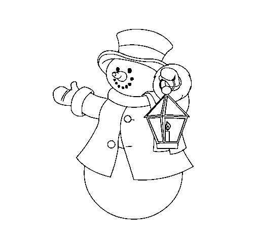 Un bonhomme de neige souriant au milieu d'un paysage d'hiver