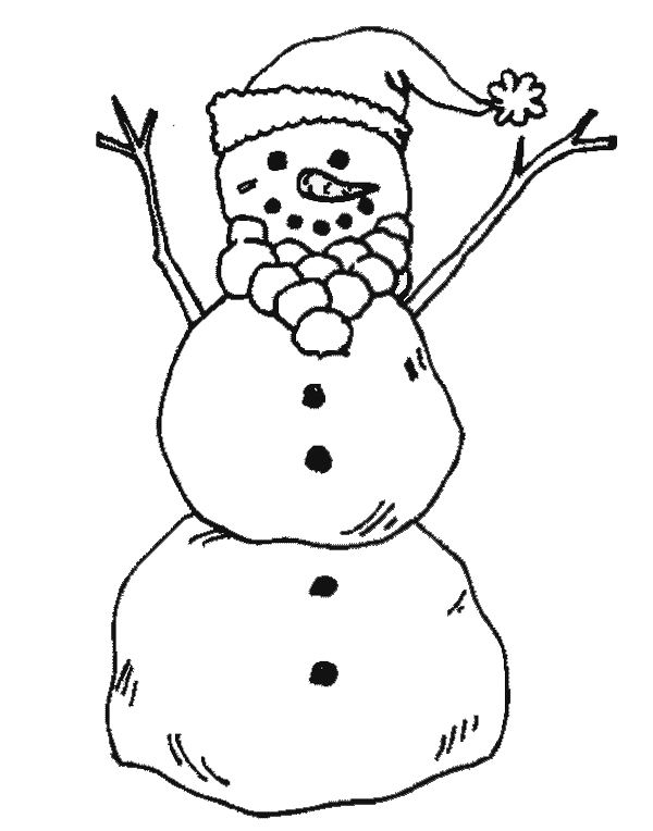 Bonhomme de neige souriant avec accessoires hivernaux