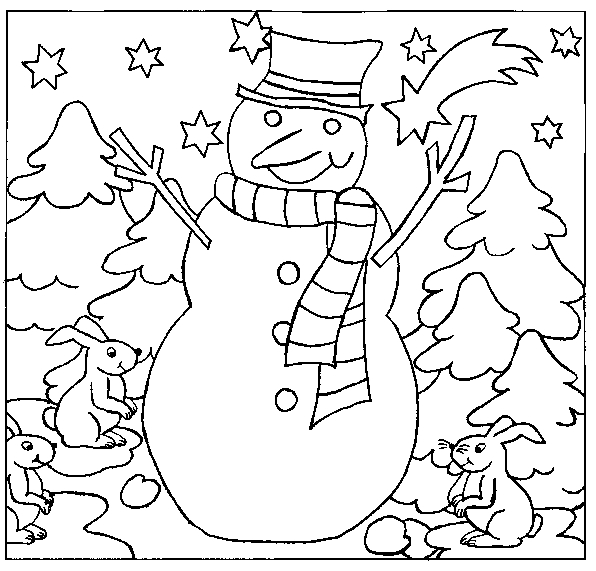 Un bonhomme de neige joyeux dans un paysage hivernal