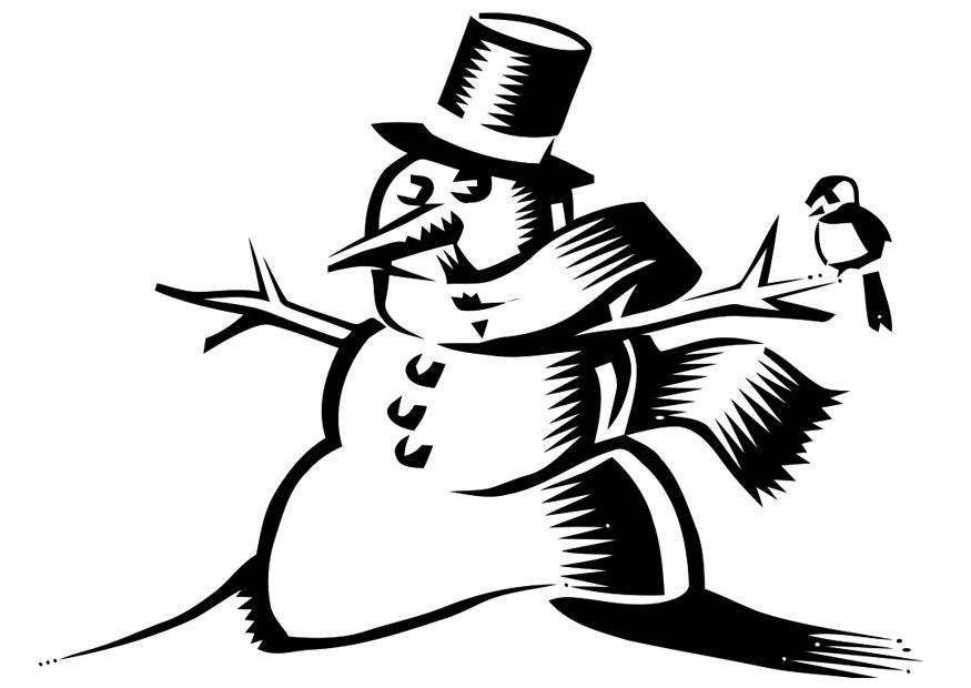 Bonhomme de neige souriant avec accessoires hivernaux