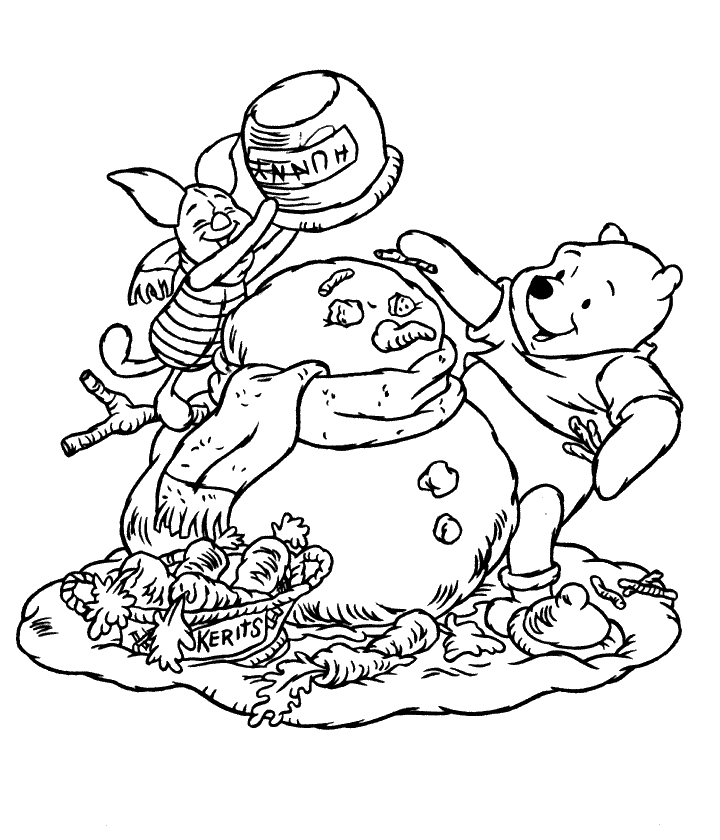 Bonhomme de neige souriant dans un paysage hivernal