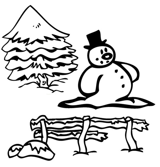 Bonhomme de neige souriant sous un ciel d'hiver