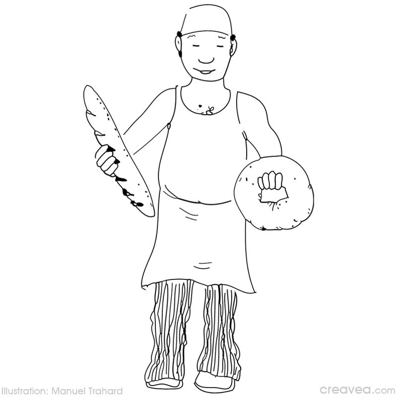 Un boulanger souriant préparant des pains dans sa boulangerie