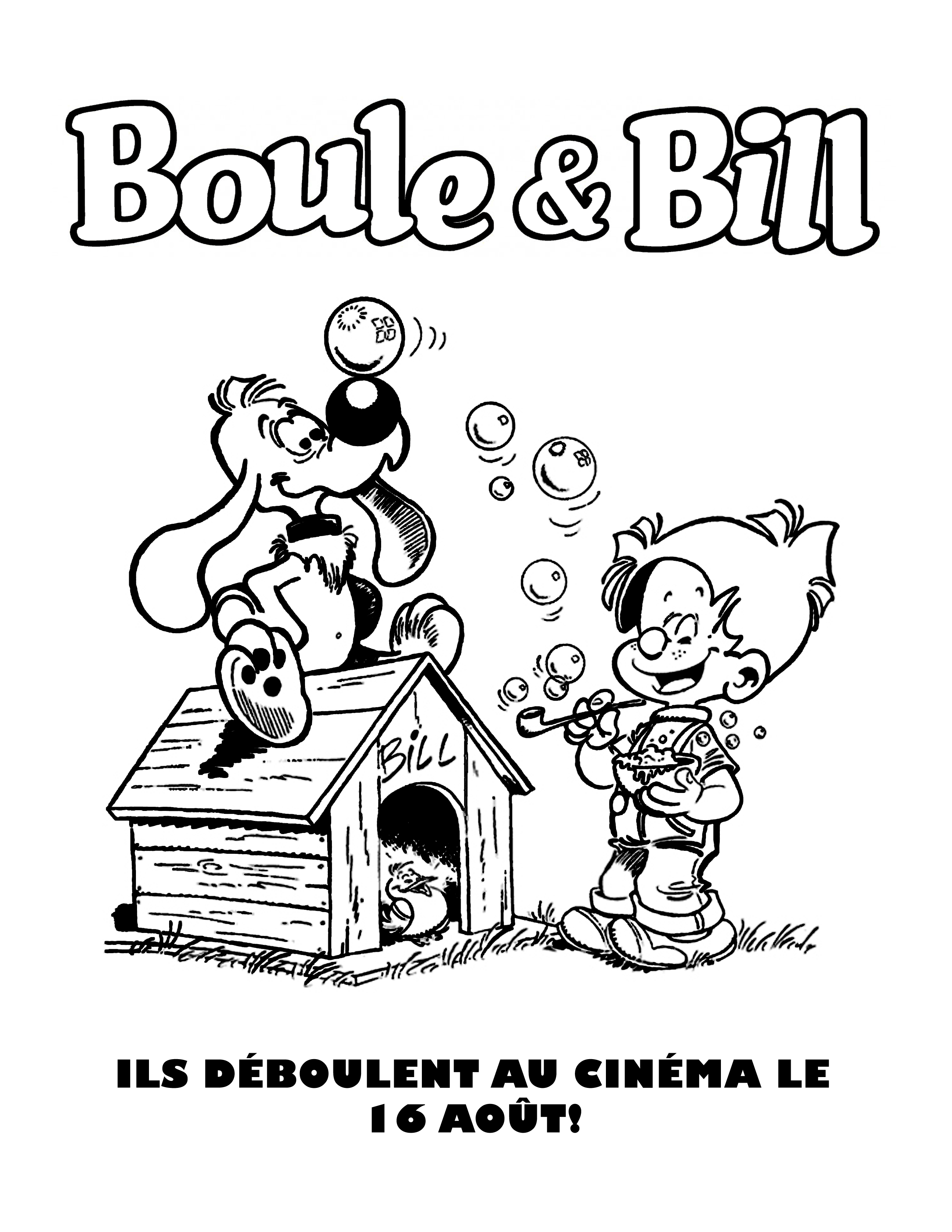 Boule et Bill jouant ensemble dans un parc