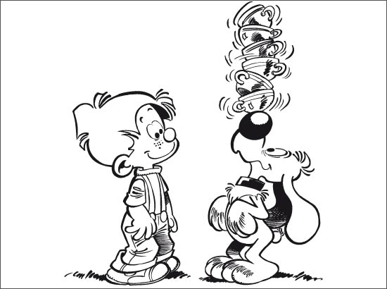 Coloriage de Boule et Bill jouant dans le parc