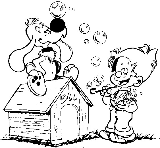 Coloriage de Boule et Bill jouant ensemble dans un parc