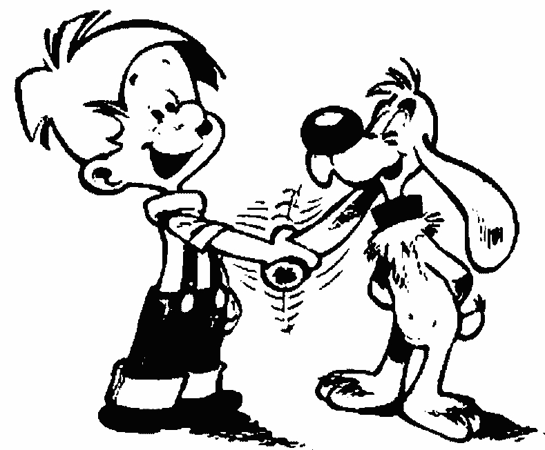 Coloriage de Boule et Bill en pleine aventure au parc