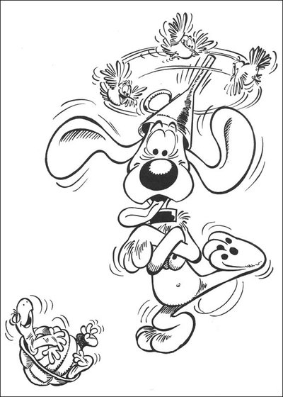 Coloriage de Boule et Bill en pleine aventure au parc