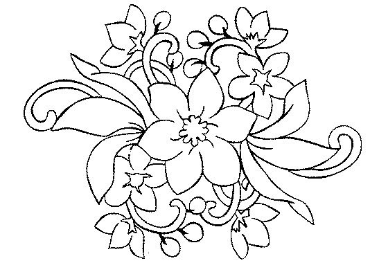 Coloriage d'un bouquet de fleurs avec divers types de fleurs