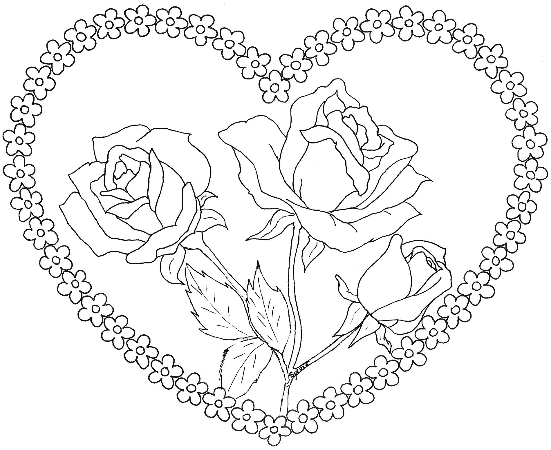 Coloriage d'un bouquet de fleurs avec divers types de fleurs et feuillages