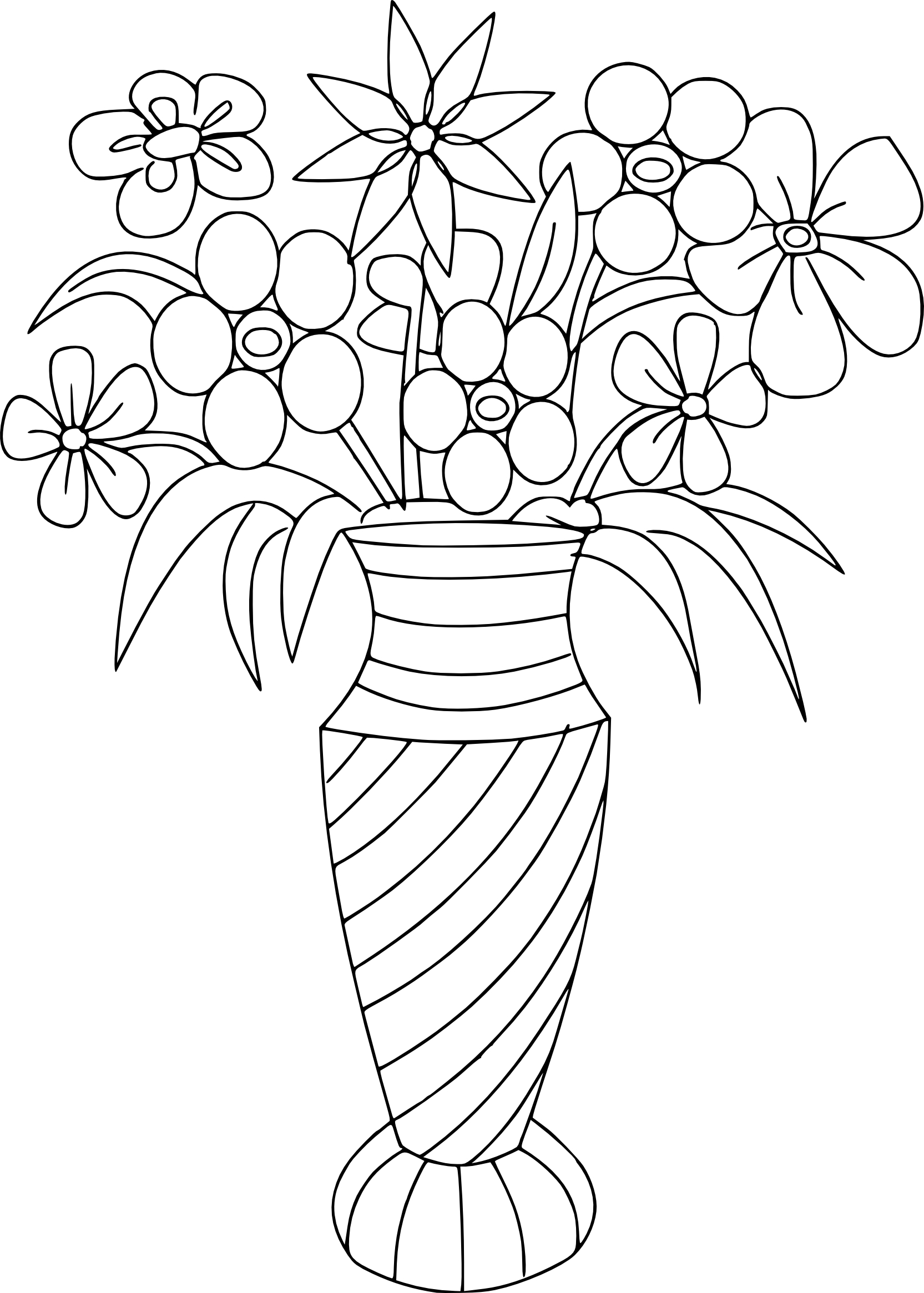 Coloriage d'un bouquet de fleurs dans un vase élégant