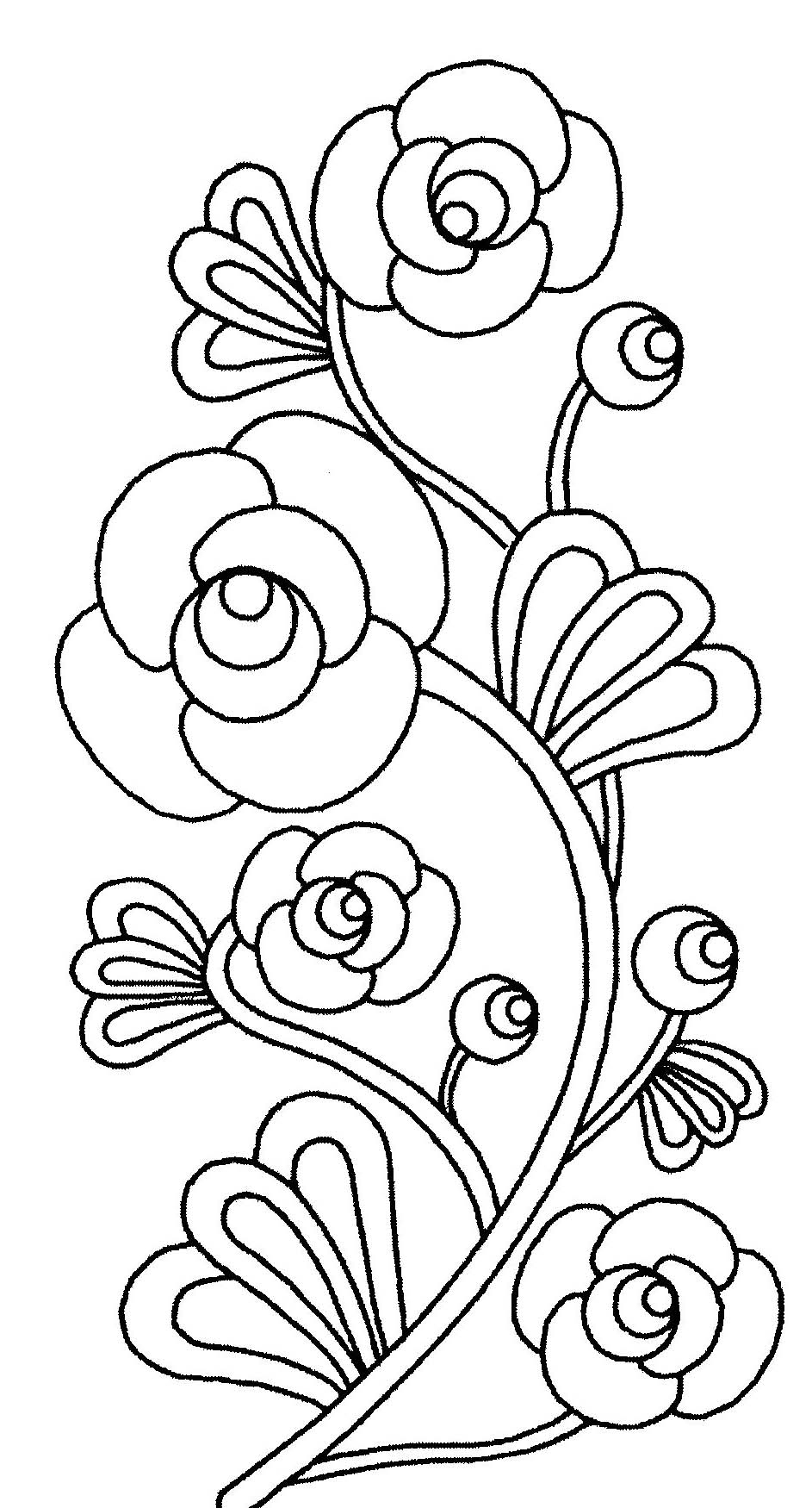 Coloriage d'un bouquet de fleurs stylisé sur fond blanc
