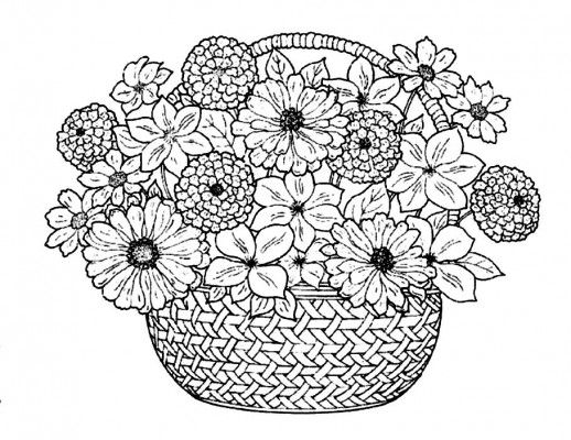 Coloriage de bouquet de fleurs avec différents types de fleurs