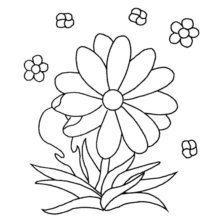 Coloriage d'un bouquet de fleurs aux formes variées